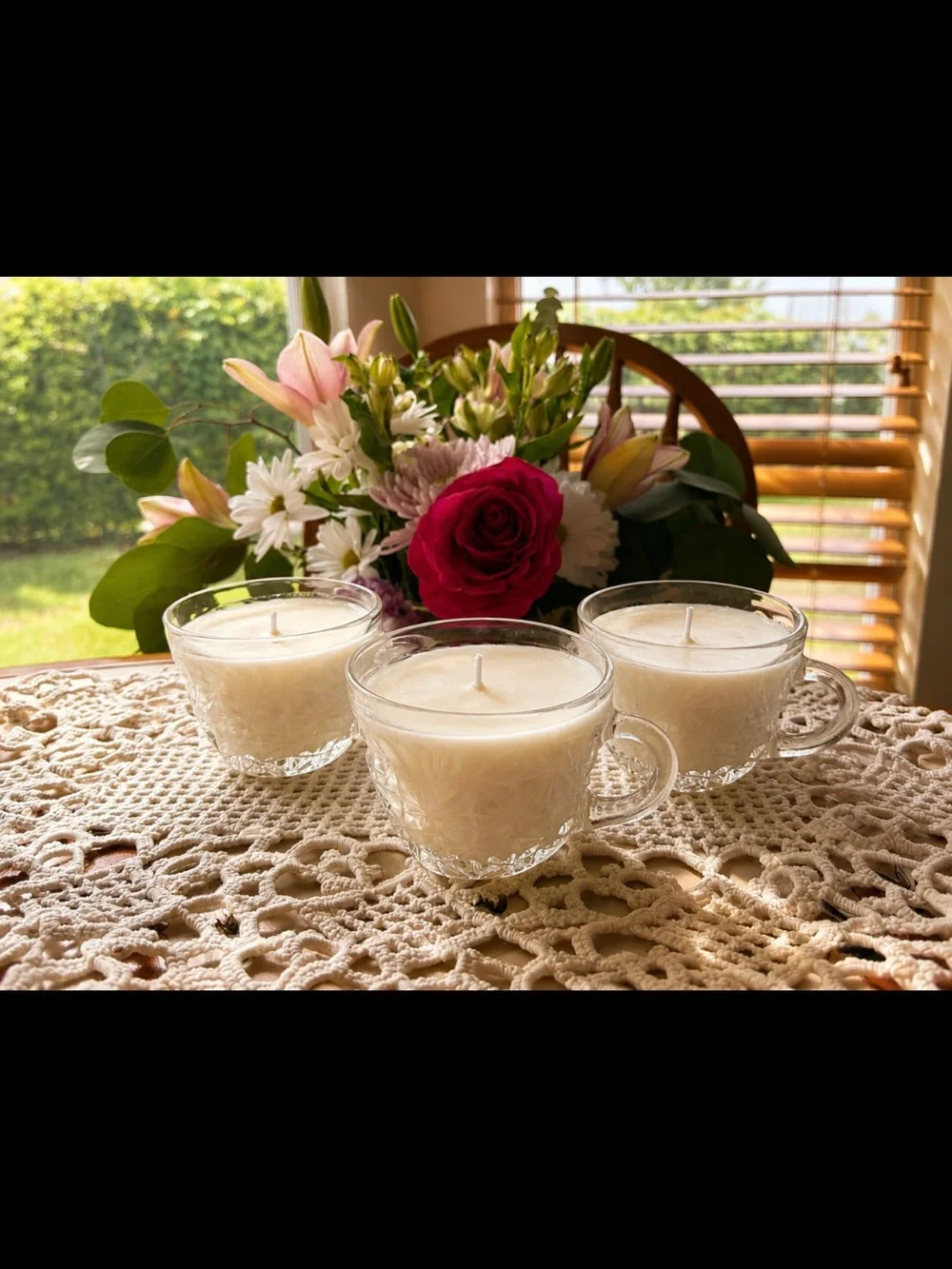🍎🍂 Vintage Glass Teacup Candle Trio: Caramel Apple Autumn Spice